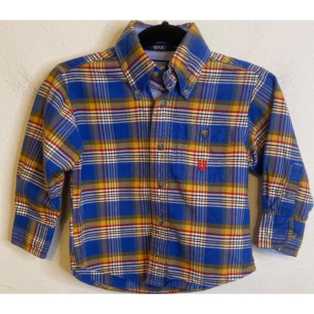 20X Wrangler Plaid Button Long Sleeve Shirt XXS Baby Toddler Boy TwentyX